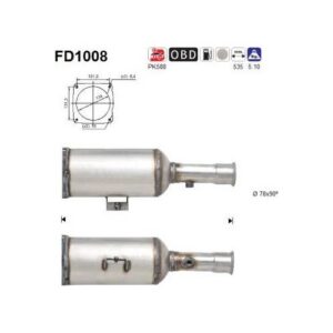 AS FD1008 - Filtre à particules / à suie, échappement