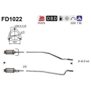 AS FD1022 - Filtre à particules / à suie, échappement