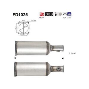 AS FD1025 - Filtre à particules / à suie, échappement