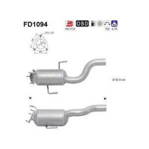 AS FD1094 - Filtre à particules / à suie, échappement