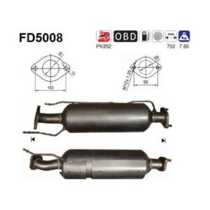 AS FD5008 - Filtre à particules / à suie, échappement