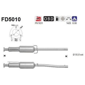 AS FD5010 - Filtre à particules / à suie, échappement