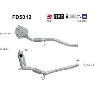 AS FD5012 - Filtre à particules / à suie, échappement