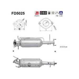 AS FD5025 - Filtre à particules / à suie, échappement