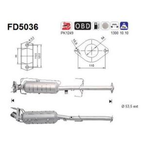 AS FD5036 - Filtre à particules / à suie, échappement
