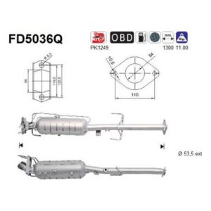 AS FD5036Q - Filtre à particules / à suie, échappement