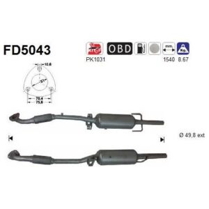 AS FD5043 - Filtre à particules / à suie, échappement