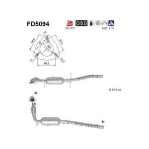 AS FD5094 - Filtre à particules / à suie, échappement