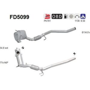 AS FD5099 - Filtre à particules / à suie, échappement