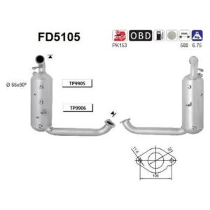 AS FD5105 - Filtre à particules / à suie, échappement