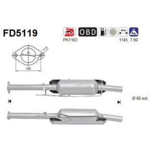 AS FD5119 - Filtre à particules / à suie, échappement