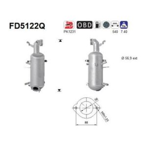 AS FD5122Q - Filtre à particules / à suie, échappement