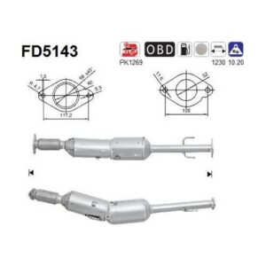 AS FD5143 - Filtre à particules / à suie, échappement