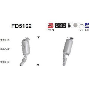 AS FD5162 - Filtre à particules / à suie, échappement