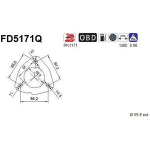 AS FD5171Q - Filtre à particules / à suie, échappement