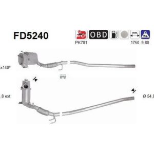 AS FD5240 - Filtre à particules / à suie, échappement