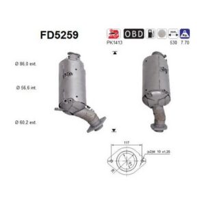 AS FD5259 - Filtre à particules / à suie, échappement