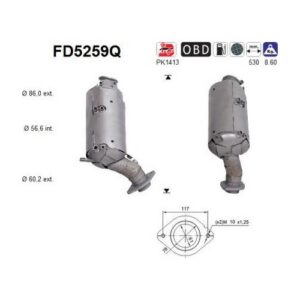 AS FD5259Q - Filtre à particules / à suie, échappement
