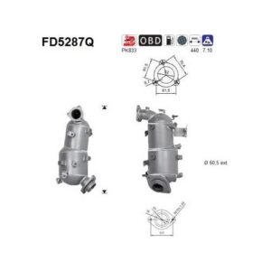 AS FD5287Q - Filtre à particules / à suie, échappement