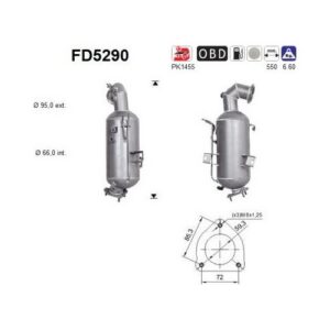 AS FD5290 - Filtre à particules / à suie, échappement