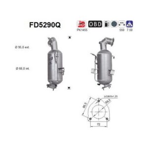AS FD5290Q - Filtre à particules / à suie, échappement