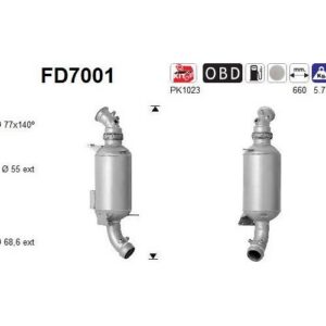 AS FD7001 - Filtre à particules / à suie, échappement