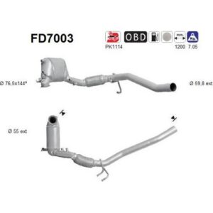 AS FD7003 - Filtre à particules / à suie, échappement