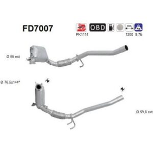 AS FD7007 - Filtre à particules / à suie, échappement