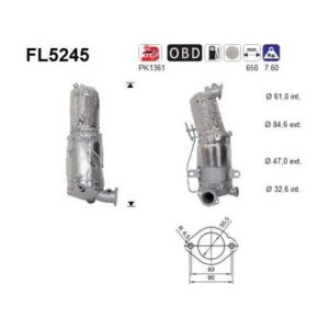 AS FL5245 - Filtre à particules / à suie, échappement