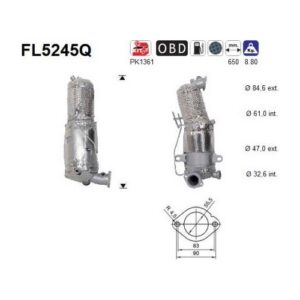 AS FL5245Q - Filtre à particules / à suie, échappement