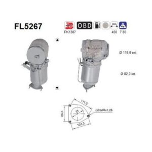 AS FL5267 - Filtre à particules / à suie, échappement