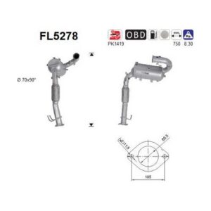 AS FL5278 - Filtre à particules / à suie, échappement