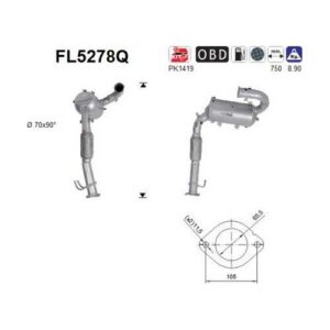 AS FL5278Q - Filtre à particules / à suie, échappement