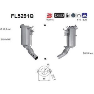 AS FL5291Q - Filtre à particules / à suie, échappement